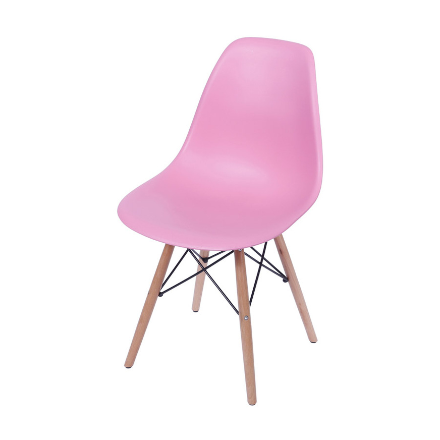 Cadeira Charles Eames DKR base Madeira Rosa