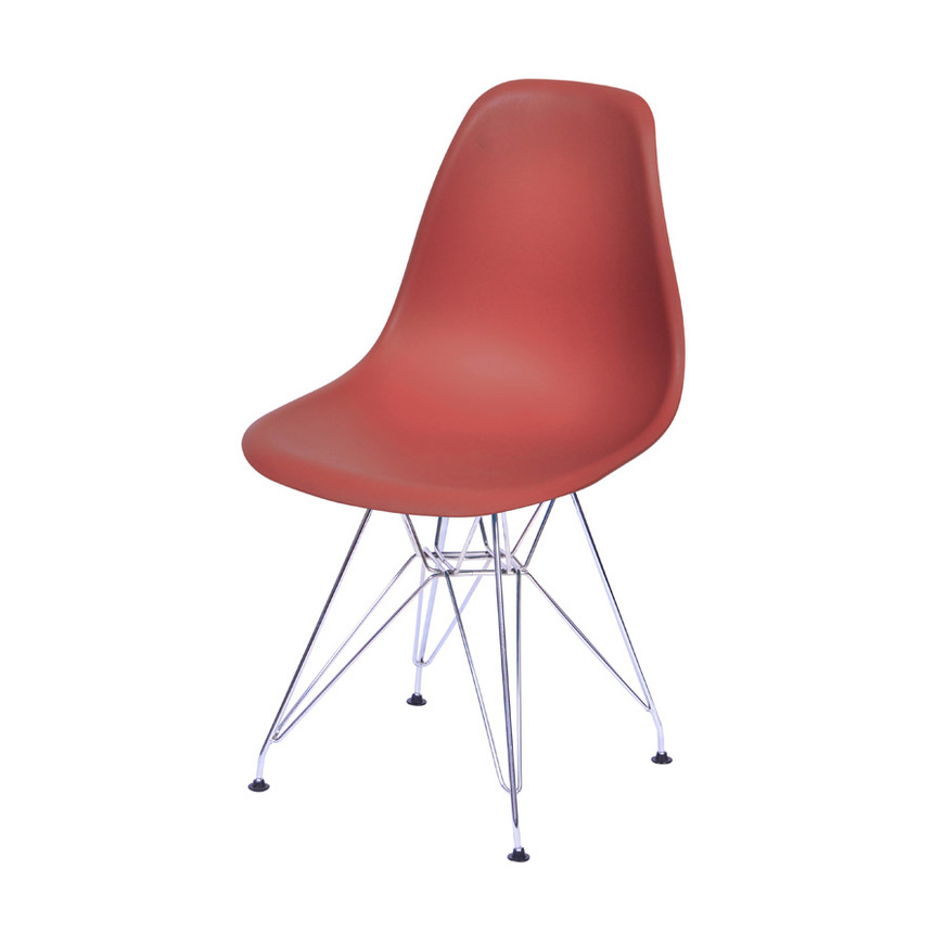 Cadeira Charles Eames DKR base Cromada Telha