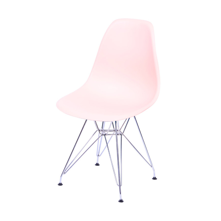 Cadeira Charles Eames DKR base Cromada Salmao