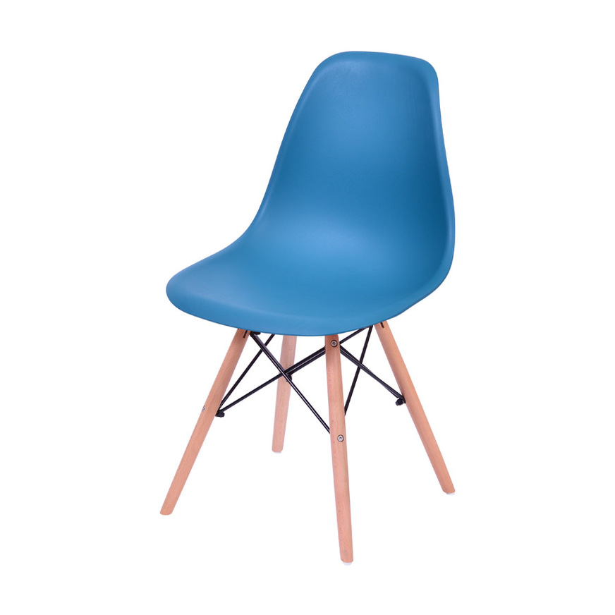 Cadeira Charles Eames DKR base Madeira Azul petroleo