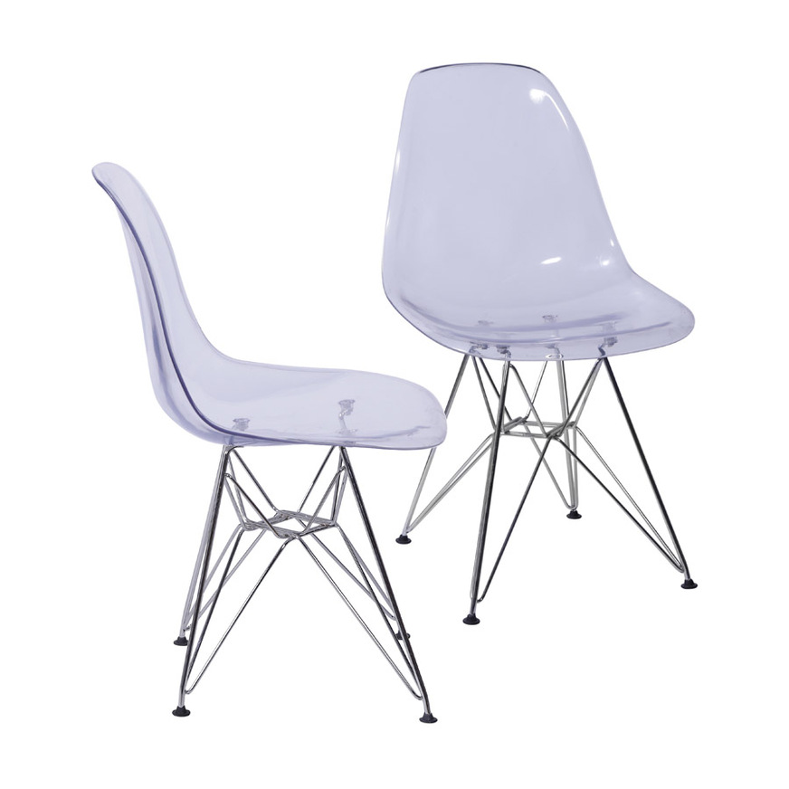 Kit 2 Cadeiras Charles Eames DKR PET Incolor