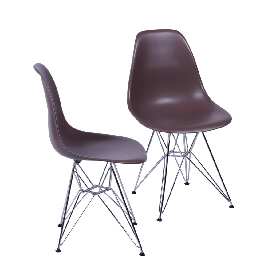Kit 2 Cadeiras Charles Eames DKR base Cromada Cafe
