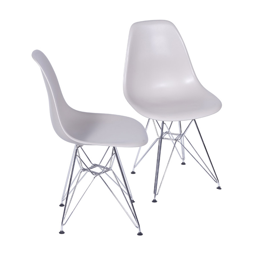 Kit 2 Cadeiras Charles Eames DKR base Cromada Fendi