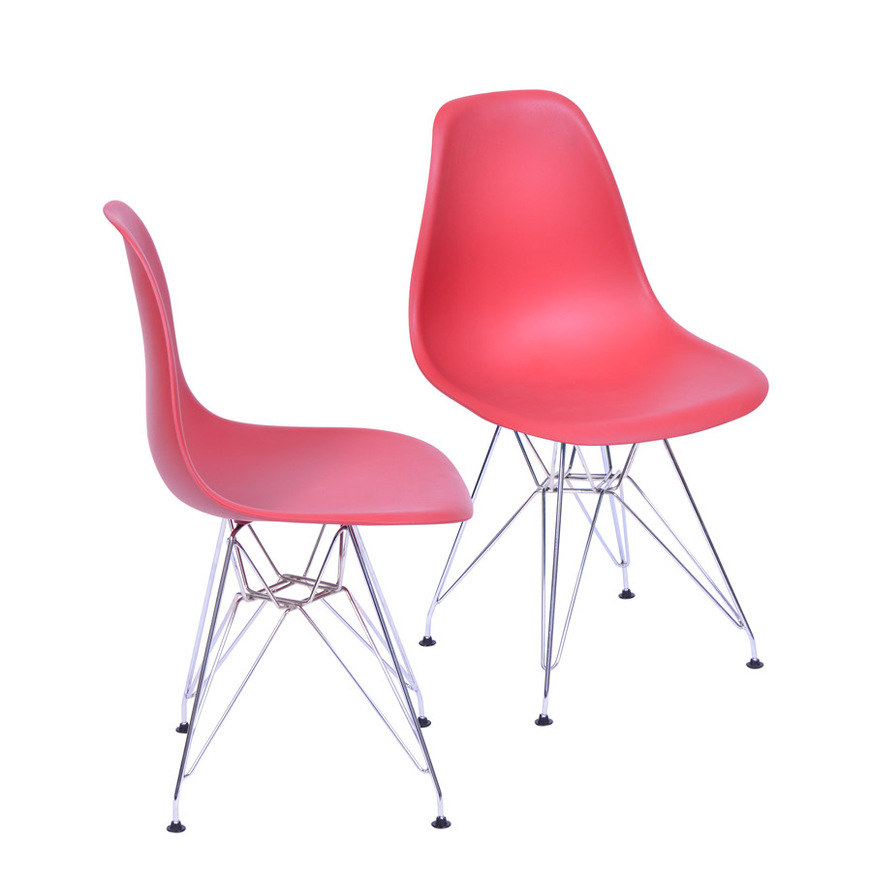Kit 2 Cadeiras Charles Eames DKR base Cromada Telha