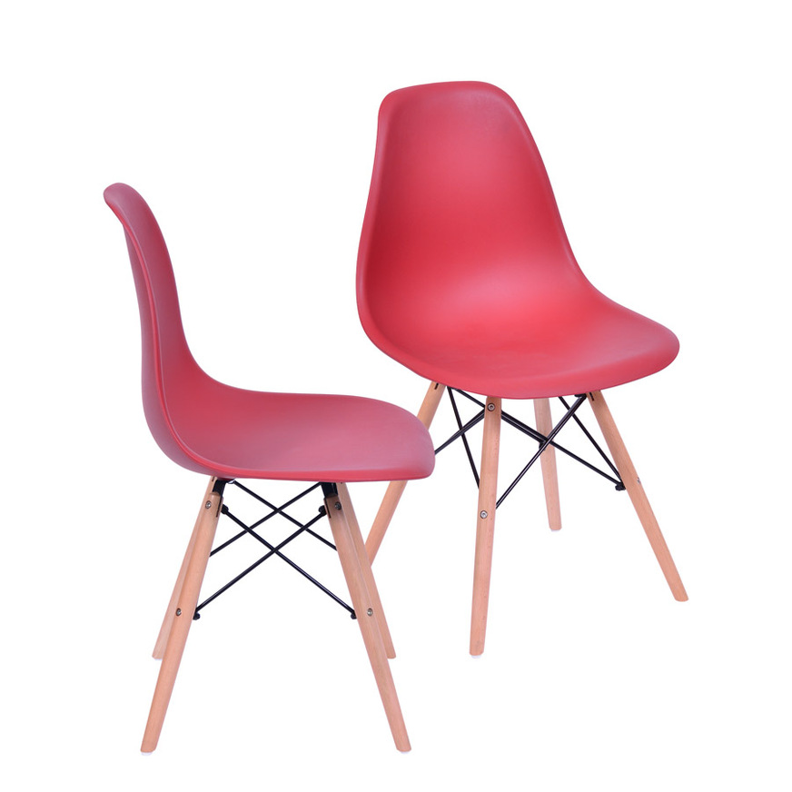 Kit 2 Cadeiras Charles Eames DKR base Madeira Telha