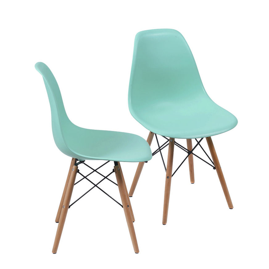 Kit 2 Cadeiras Charles Eames DKR base Madeira Tiffany