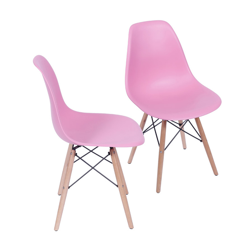 Kit 2 Cadeiras Charles Eames DKR Rosa