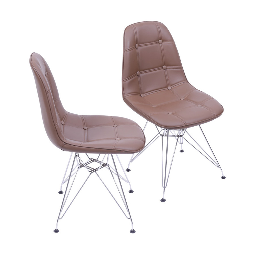 Kit 2 Cadeiras Botone base Cromada Cafe