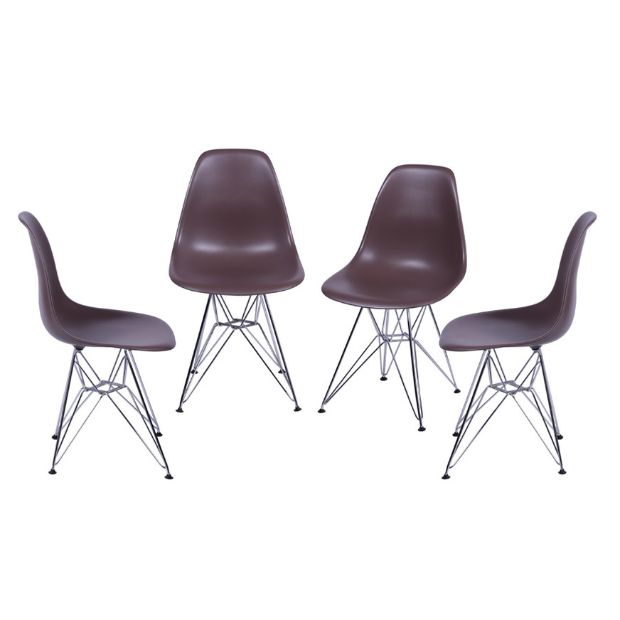Kit 4 Cadeiras Charles Eames DKR base Cromada Cafe