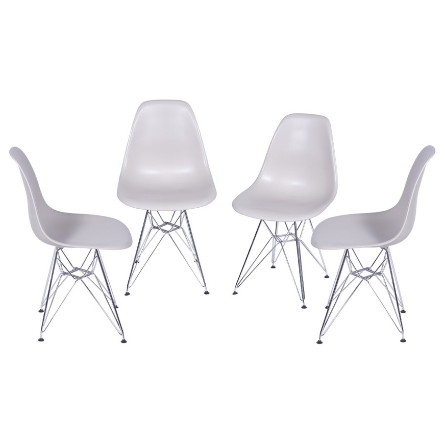 Kit 4 Cadeiras Charles Eames DKR base Cromada Fendi