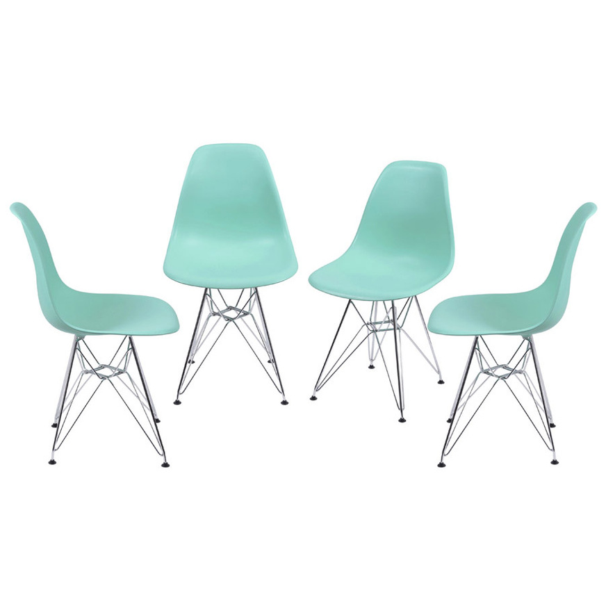 Kit 4 Cadeiras Charles Eames DKR base Cromada Tiffany