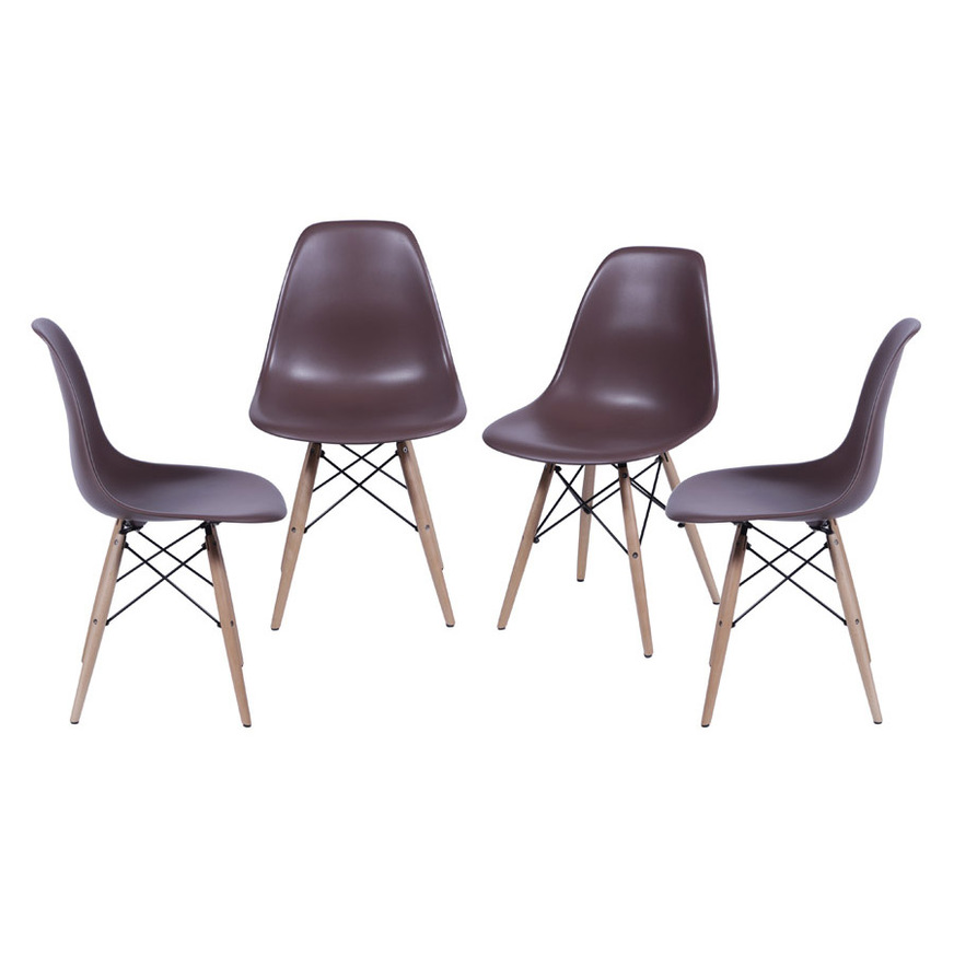 Kit 4 Cadeiras Charles Eames DKR base Madeira Cafe