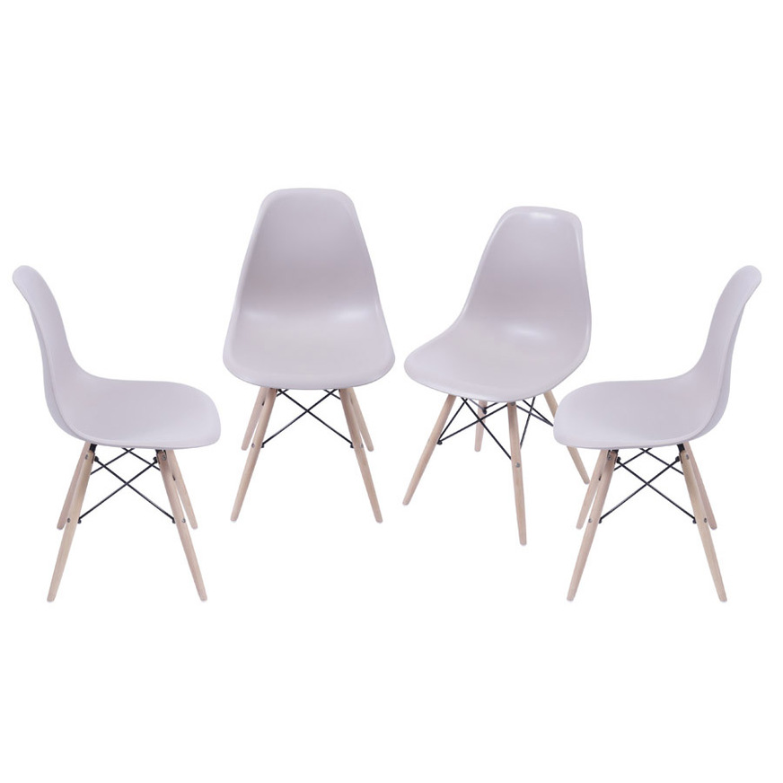 Kit 4 Cadeiras Charles Eames DKR base Madeira Fendi