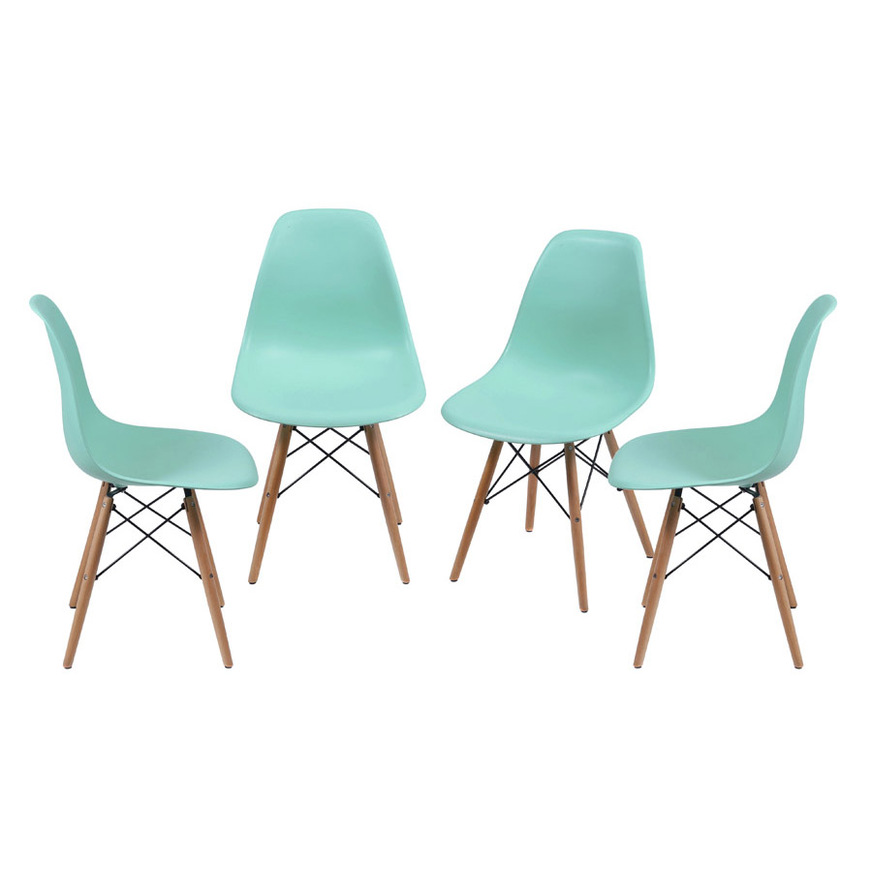 Kit 4 Cadeiras Charles Eames DKR base Madeira Tiffany