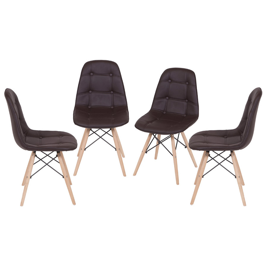 Kit 4 Cadeiras Botone base Madeira Cafe
