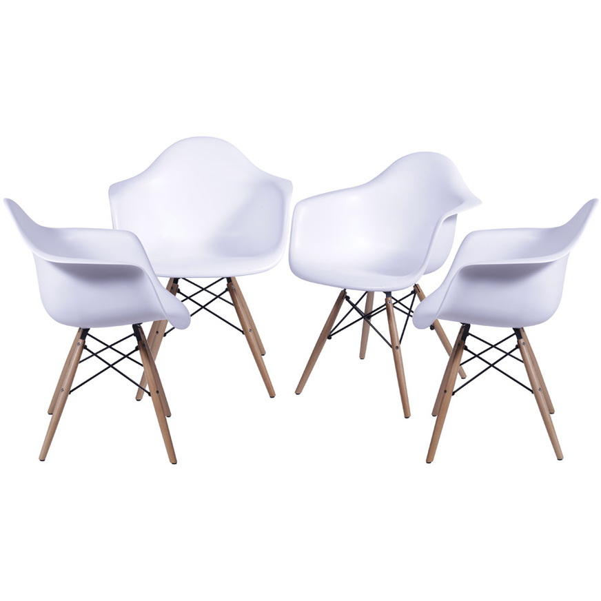 Kit 4 Cadeiras Charles Eames DKR com braço Branca