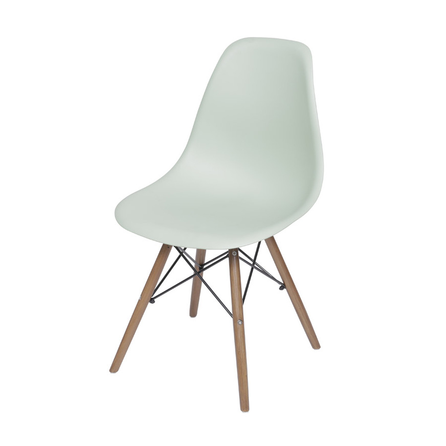 Cadeira Charles Eames DKR base Madeira Verde claro