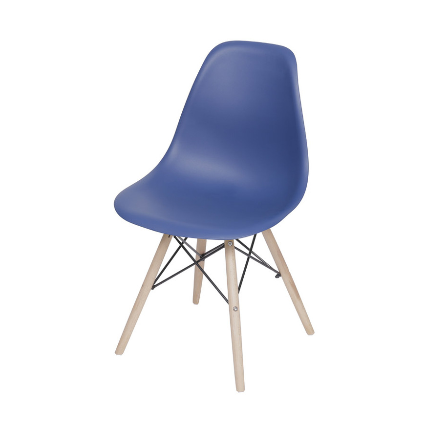 Cadeira Charles Eames DKR base Madeira Azul marinho