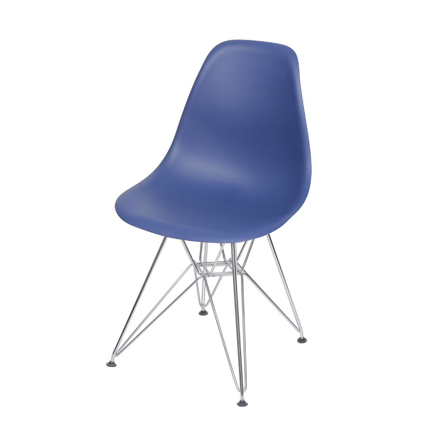 Cadeira Charles Eames DKR base Cromada Azul marinho