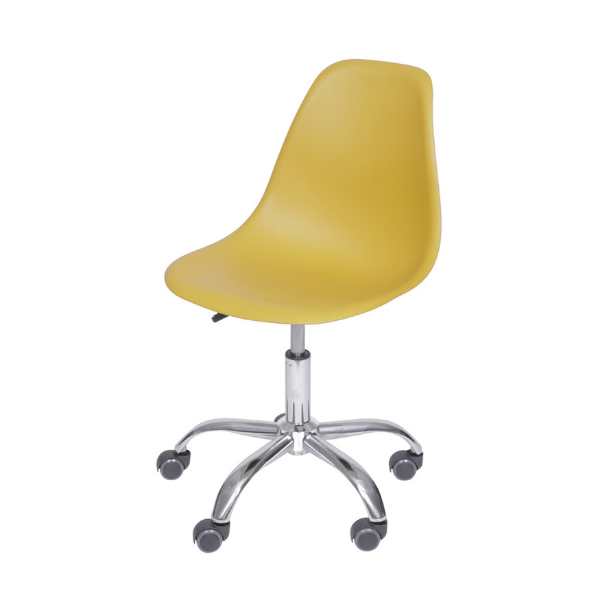 Cadeira Charles Eames DKR base Rodízio Açafrao