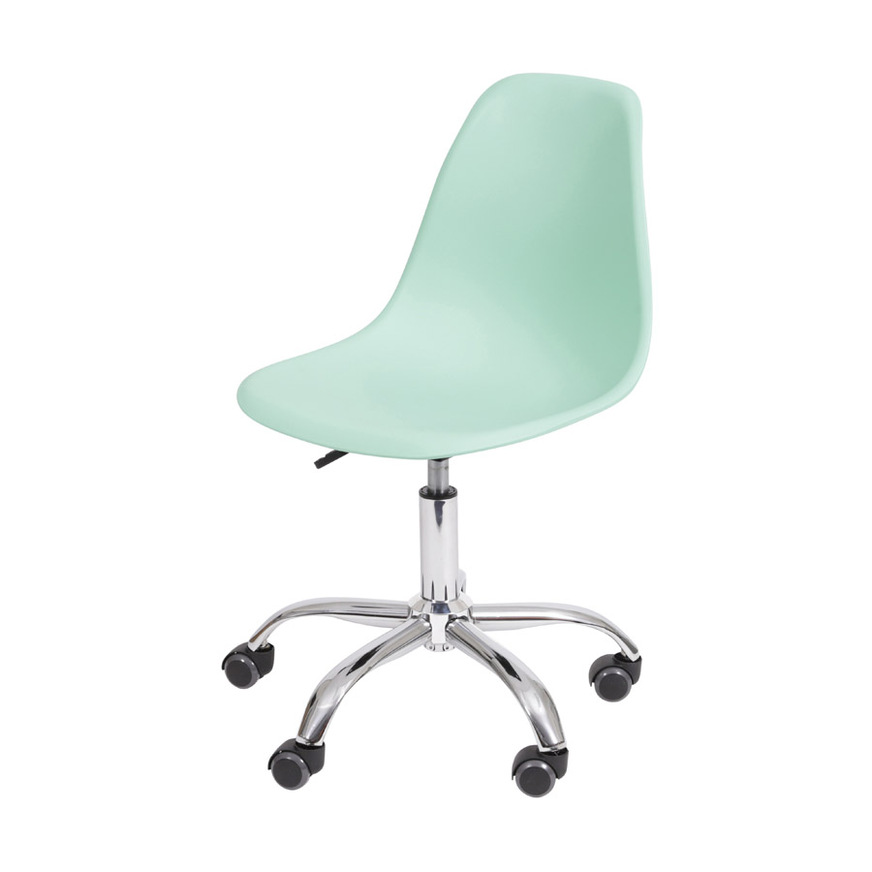Cadeira Charles Eames DKR base Rodízio Verde claro