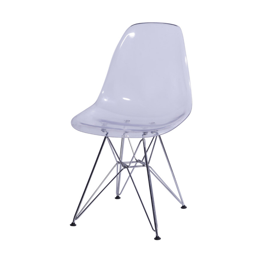 Cadeira Charles Eames DKR PET Base Cromada Incolor