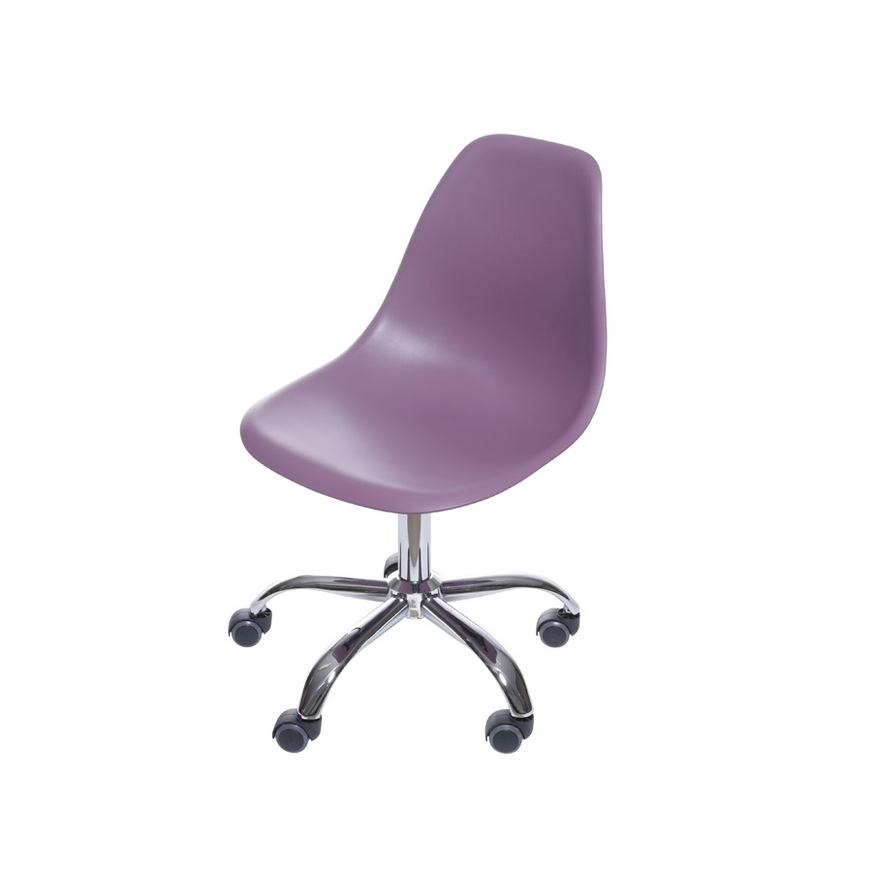 Cadeira Charles Eames DKR base Rodízio Roxa