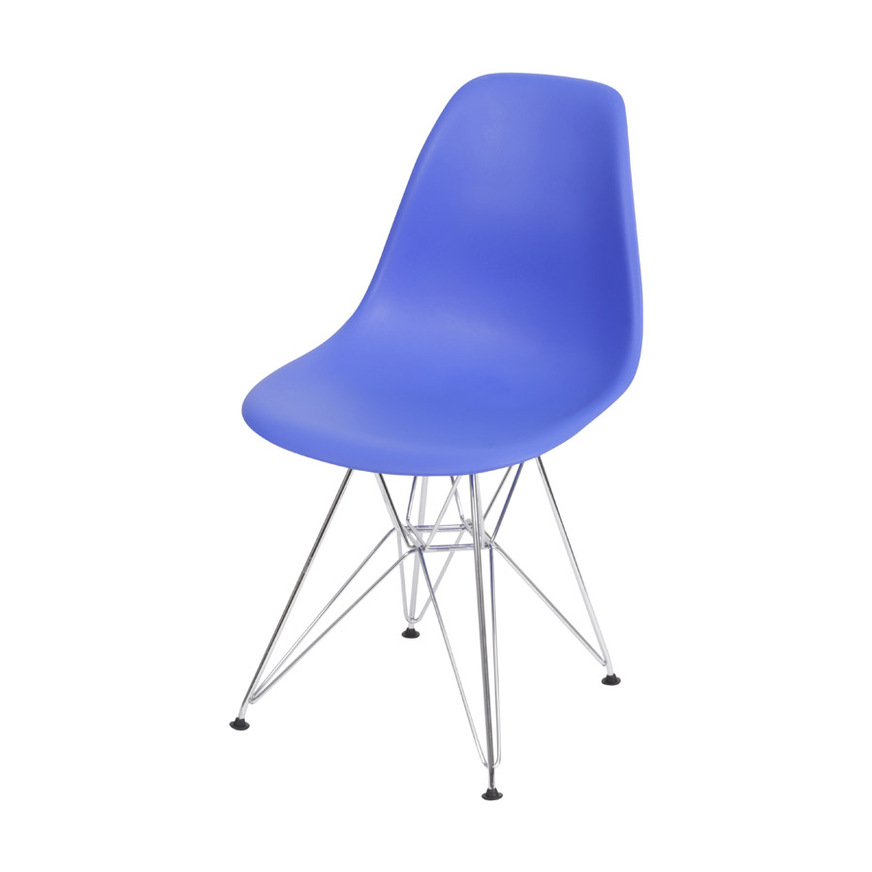 Cadeira Charles Eames DKR base Cromada Azul escuro