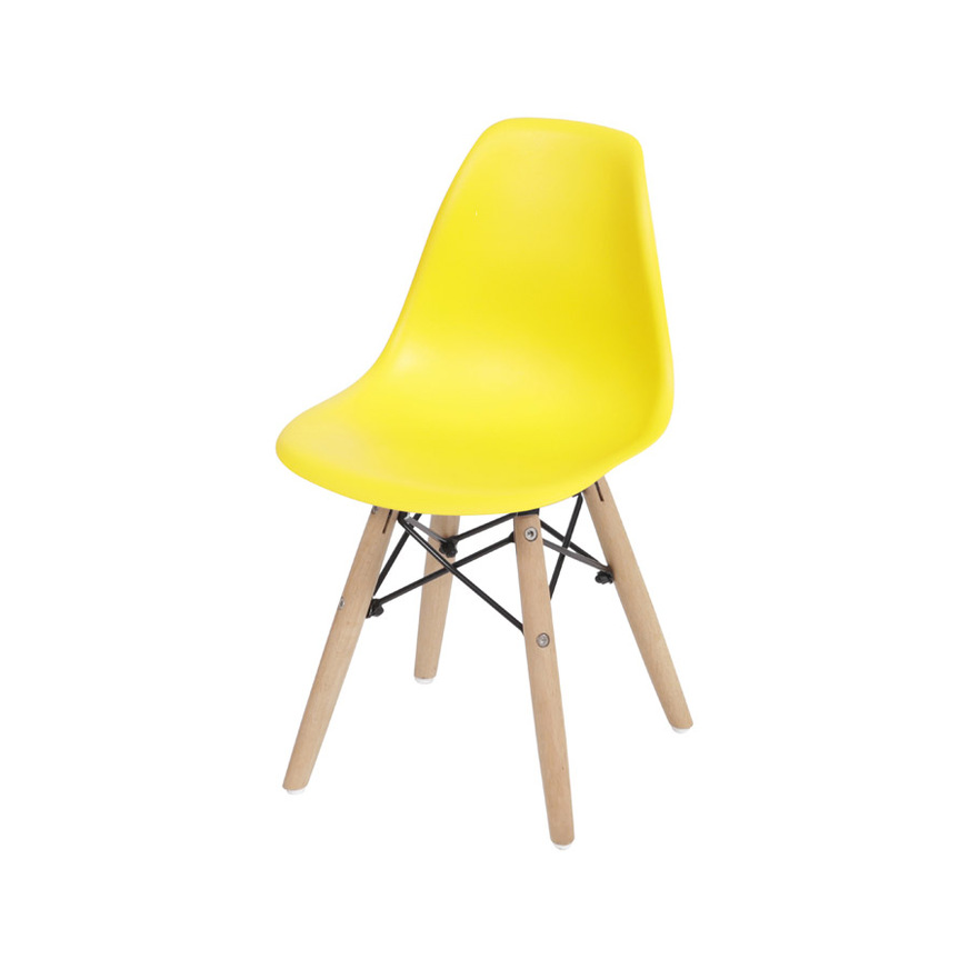 Cadeira Charles Eames DKR Kids base Madeira Amarela