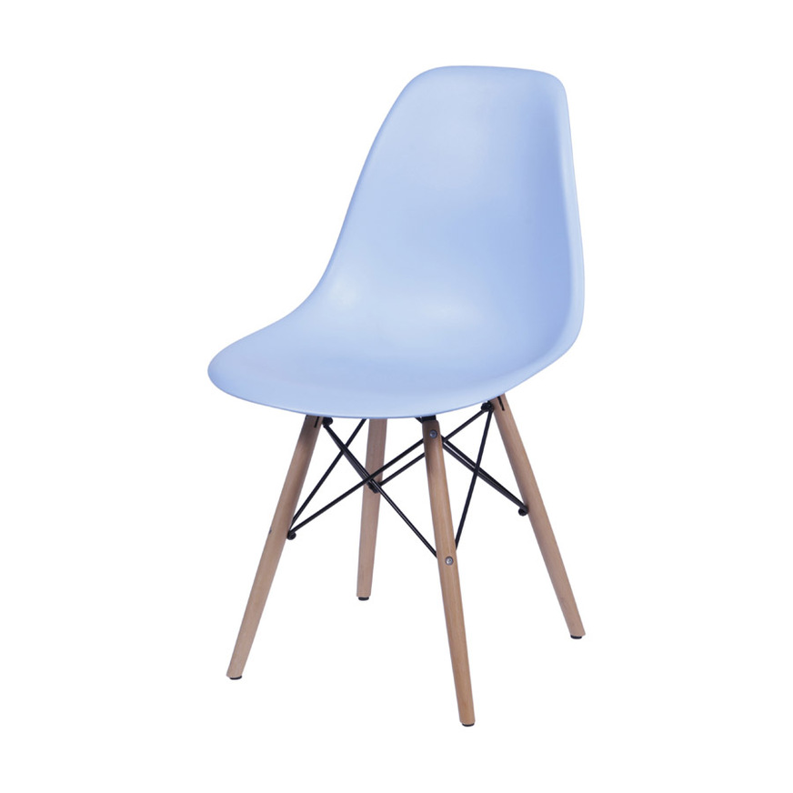 Cadeira Charles Eames DKR base Madeira Azul claro