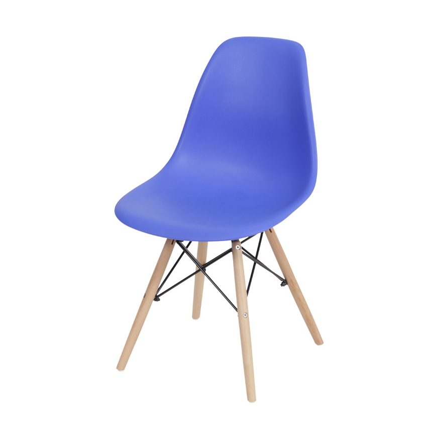 Cadeira Charles Eames DKR base Madeira Azul escuro