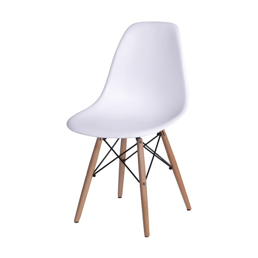 Cadeira Charles Eames DKR base Madeira Branca