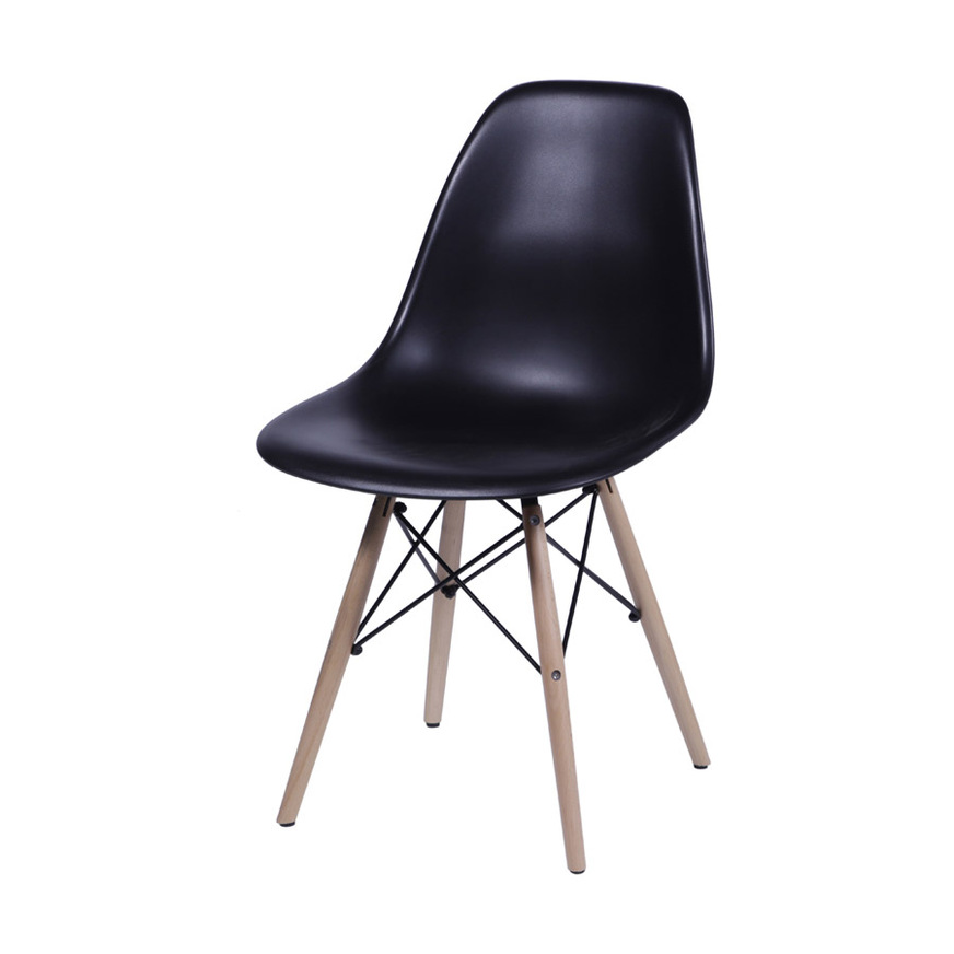 Cadeira Charles Eames DKR base Madeira Preta