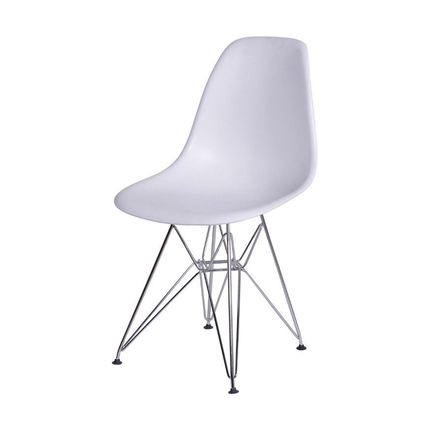 Cadeira Charles Eames DKR base Cromada Branca