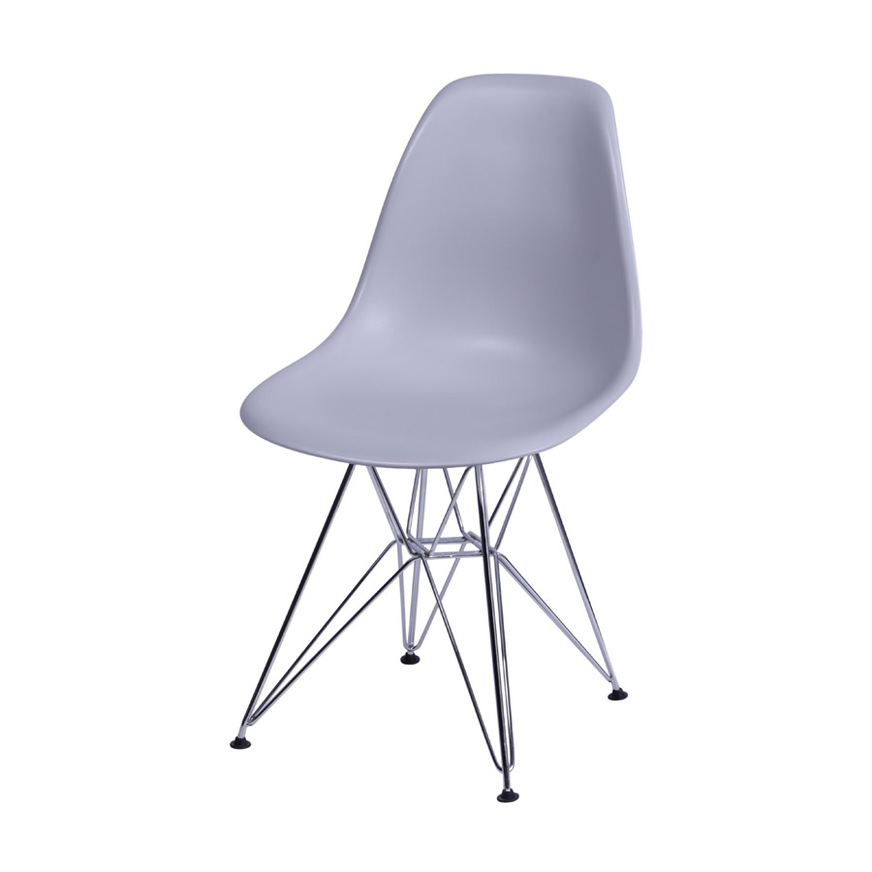 Cadeira Charles Eames DKR base Cromada Cinza