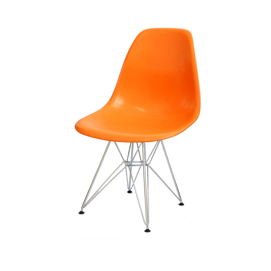 Cadeira Charles Eames DKR base Cromada Laranja