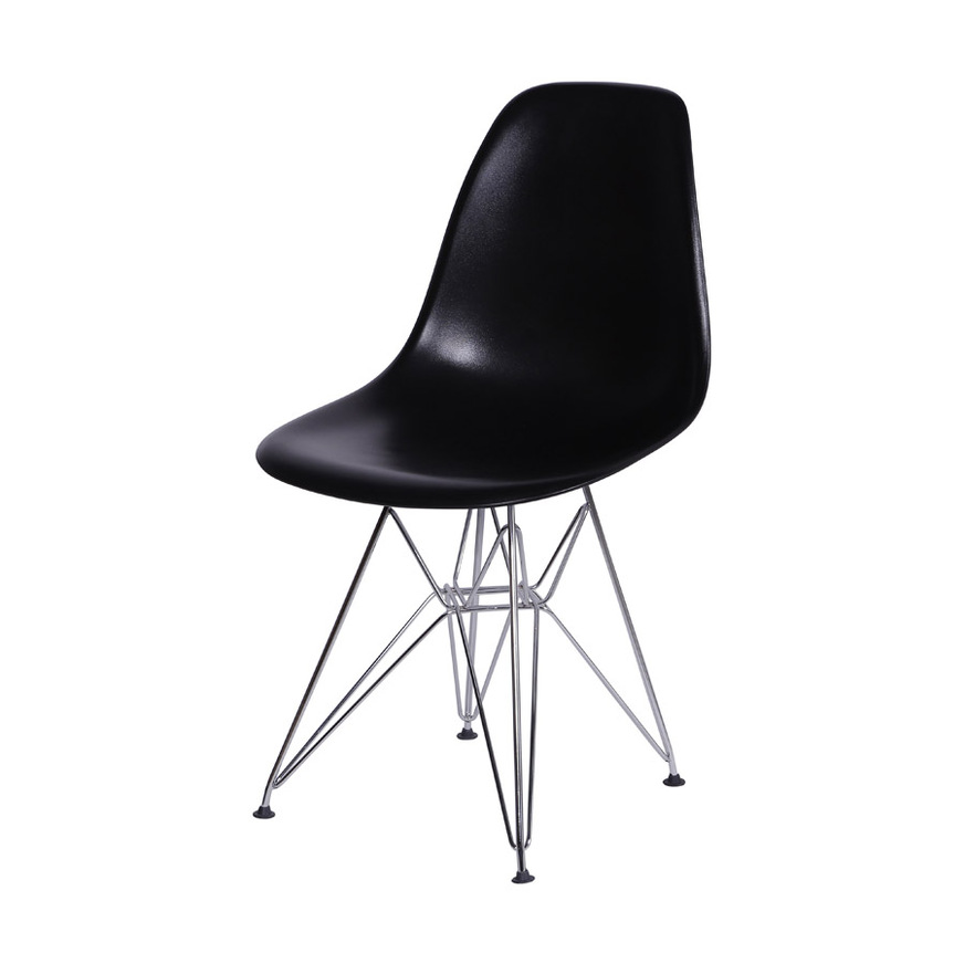 Cadeira Charles Eames DKR base Cromada Preta