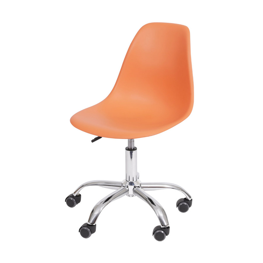 Cadeira Charles Eames DKR base Rodízio Laranja