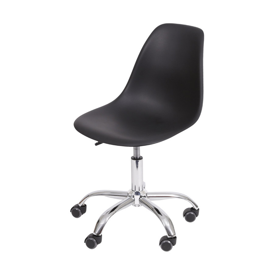 Cadeira Charles Eames DKR base Rodízio Preta