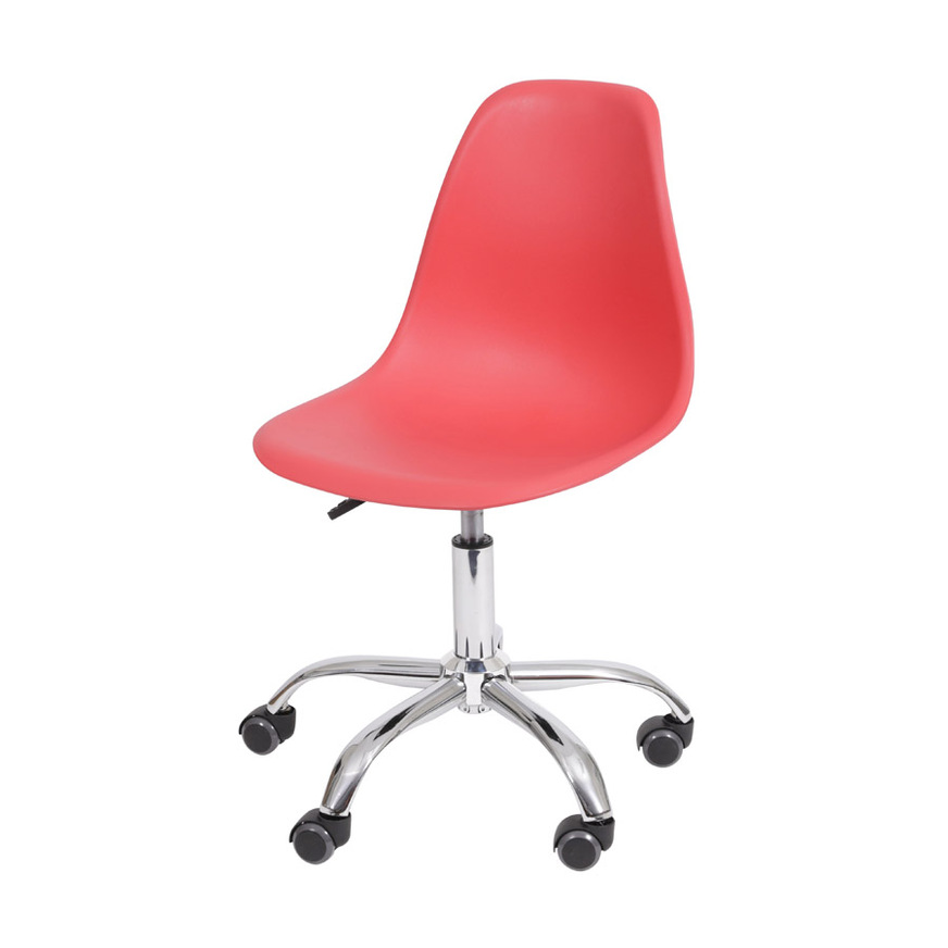 Cadeira Charles Eames DKR base Rodízio Vermelha