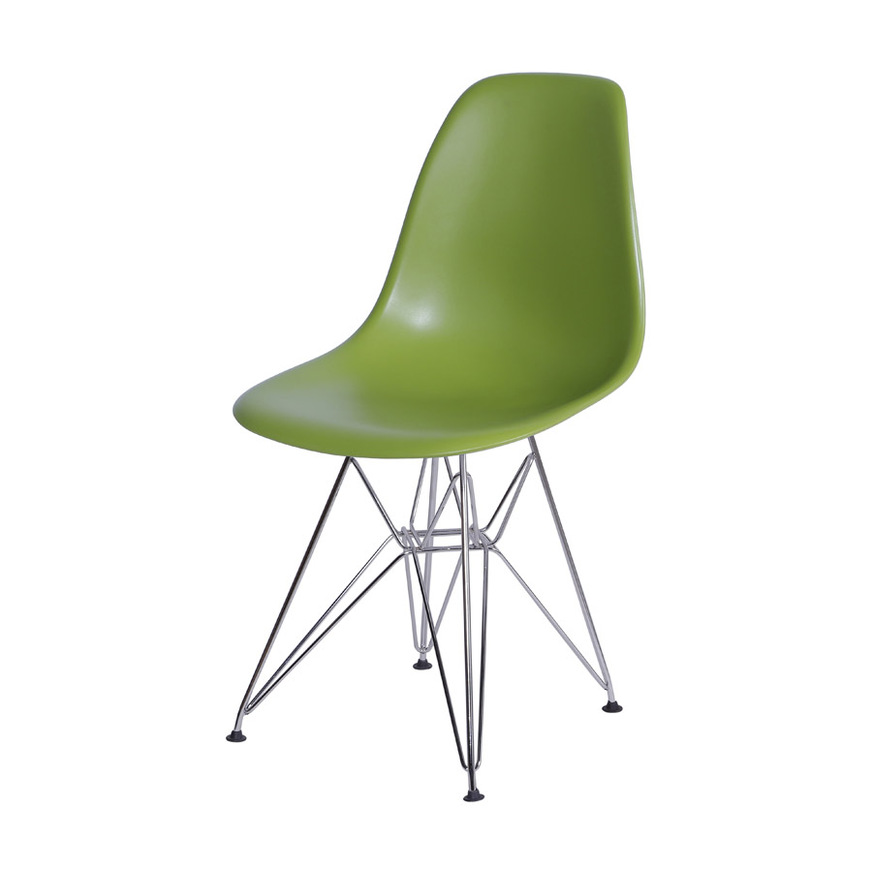 Cadeira Charles Eames DKR base Cromada Verde