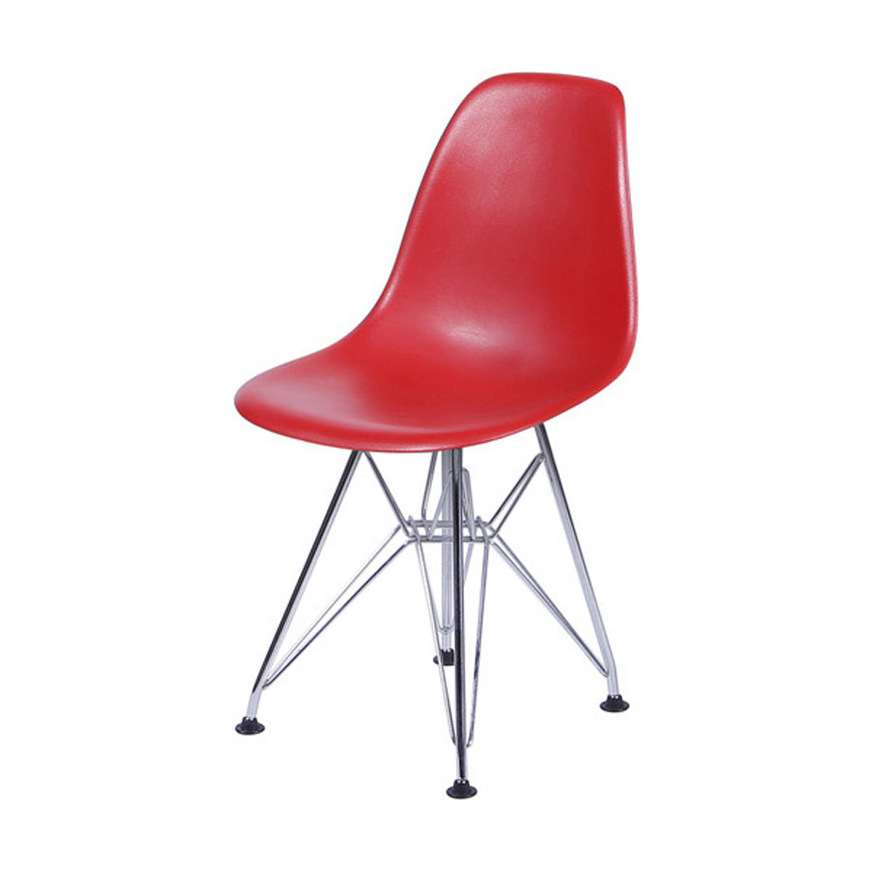 Cadeira Charles Eames DKR base Cromada Vermelha