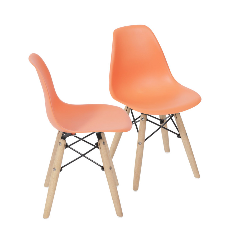 Kit 2 Cadeiras Charles Eames DKR Infantil Laranja