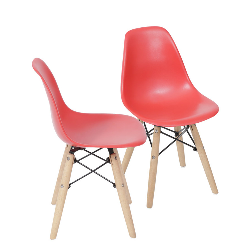 Kit 2 Cadeiras Charles Eames DKR Infantil Vermelha