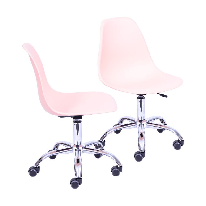 Kit 2 Cadeiras Charles Eames DKR base Rodízio Salmão