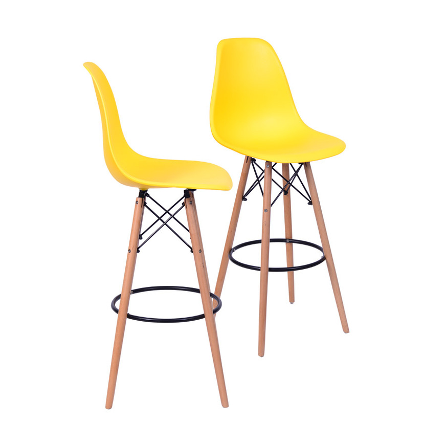 Kit 2 Banquetas Eames DKR PP Amarela