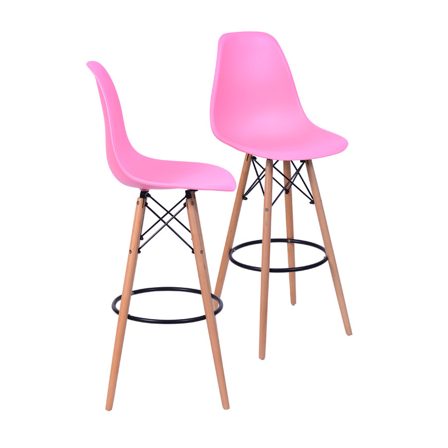 Kit 2 Banquetas Eames DKR PP Rosa