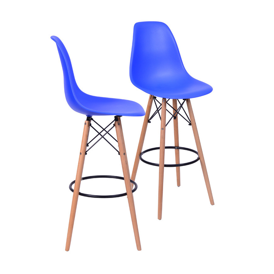 Kit 2 Banquetas Eames DKR PP Azul escuro