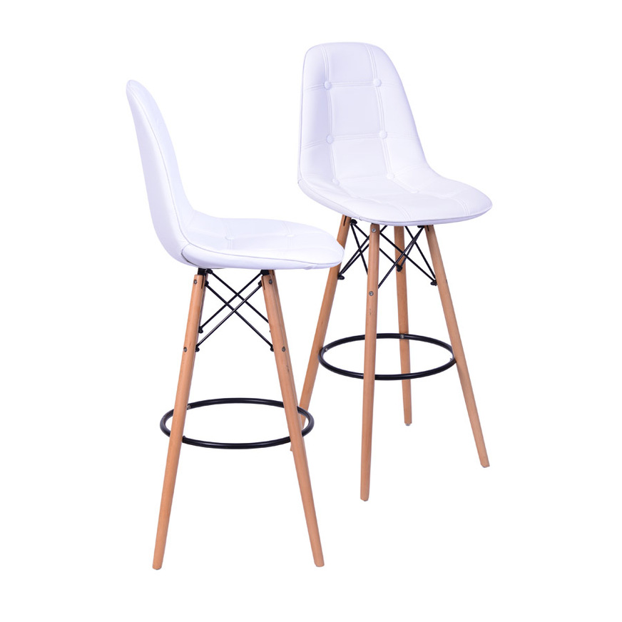 Kit 2 Banquetas Eames DKR Botone Branca