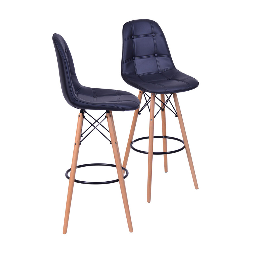 Kit 2 Banquetas Eames DKR Botone Preta